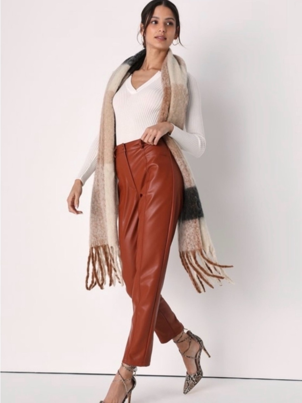 Lulus Do That Thing Brown Vegan Leather Straight Leg Pants Lulus